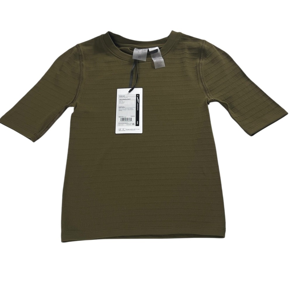 CALIA Focus Seamless‎ Crop Tee Dark Khaki Olive XS WAX15125 NEW